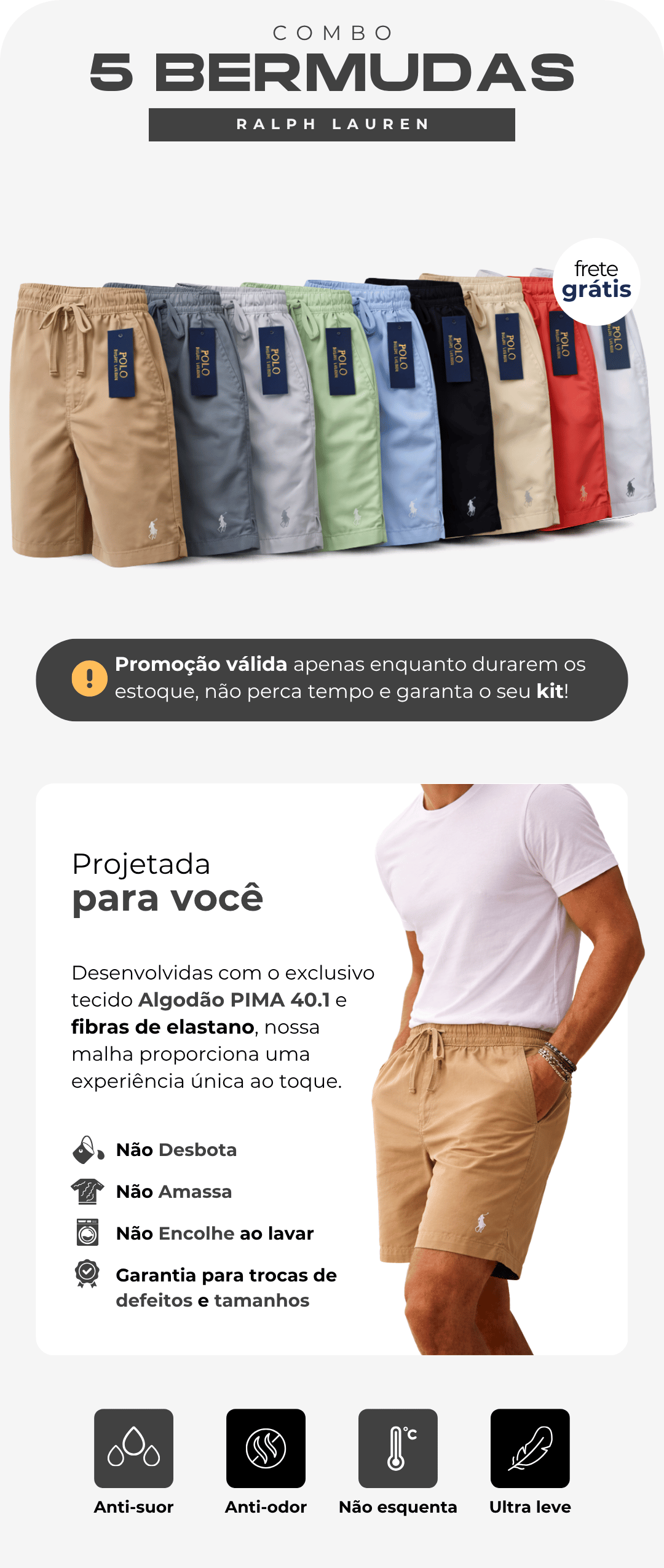 Kit 5 Bermudas Ralph Lauren